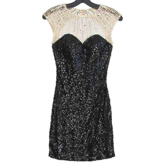 Clarisse Dress Sequin Embellished Cocktail Party Glam Evening Sparkly Black 0 - Picture 1 of 7
